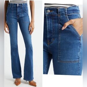 Veronica Beard Beverly high rise skinny flare jeans bright blue NWT
